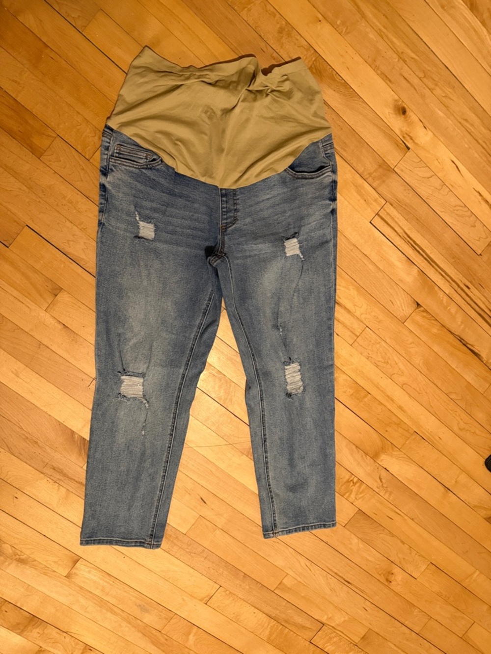 Time and Tru Distressed Blue Denim Maternity Jeggings